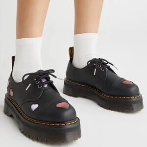 Dr. Martens Black Leather 1461 Quad Heel Shoes PLATFORM NWOT